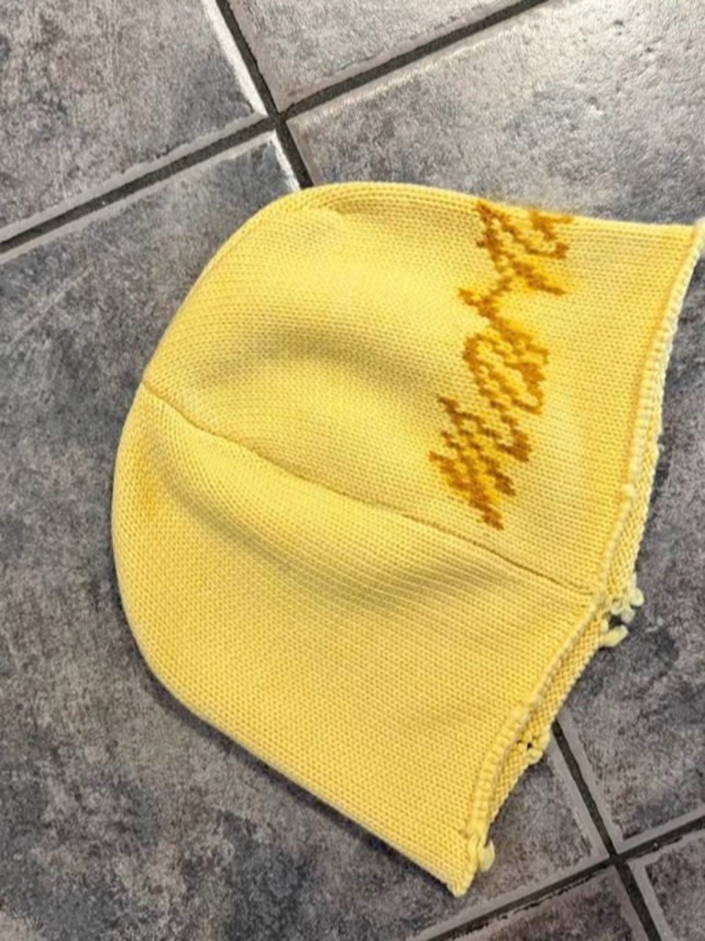 Marni Yellow Knit  Hat with Script Logo